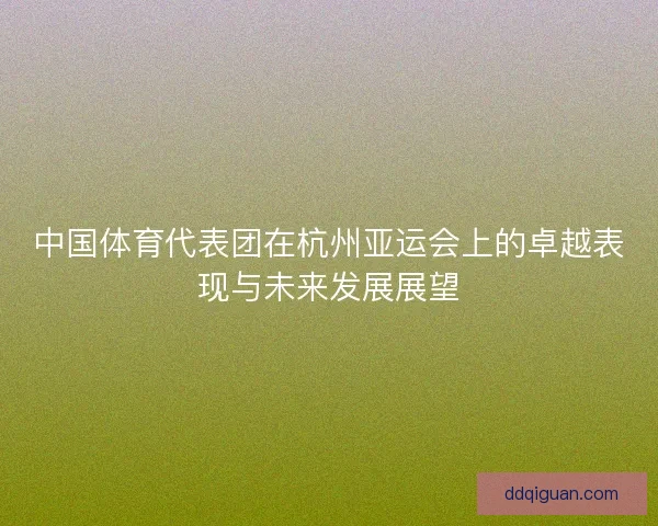 中国体育代表团在杭州亚运会上的卓越表现与未来发展展望